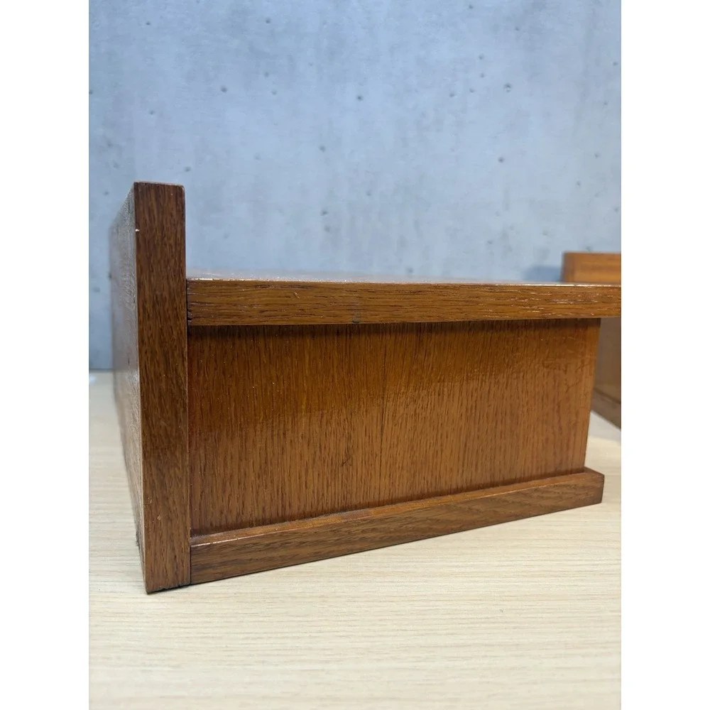 2 Vintage Scandinavian-style wooden shelf small desk organizer Brass Knob Oak